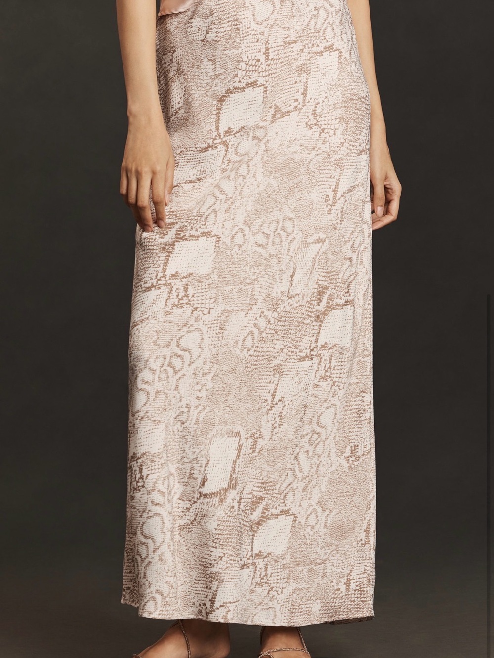 Anthropologie Blush & Cream Snake-Print Maxi Skirt